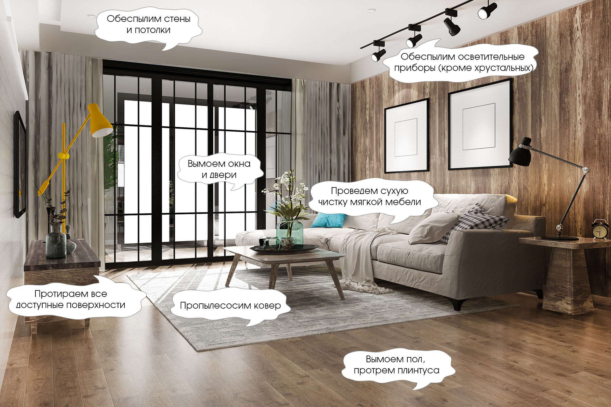 3d rendering loft luxury living room with bookshelf